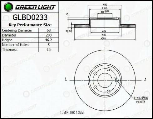 AutomotiveAdriado GLBD0233 - Brake Disc autospares.lv