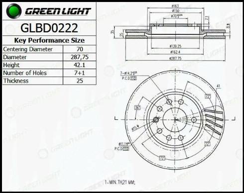 AutomotiveAdriado GLBD0222 - Brake Disc autospares.lv