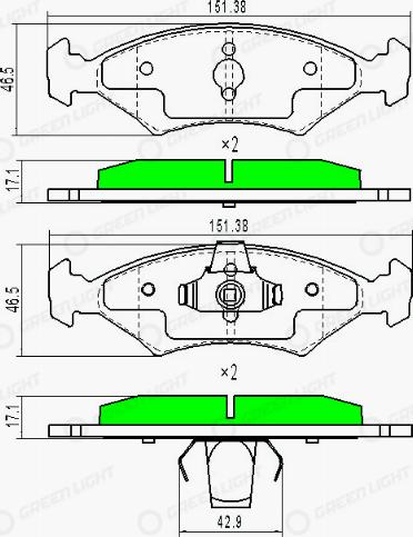 AutomotiveAdriado GLBP0371 - Brake Pad Set, disc brake autospares.lv