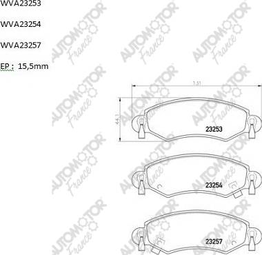 Automotor France PBP1248 - Brake Pad Set, disc brake autospares.lv