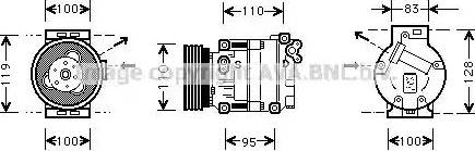 Ava Quality Cooling AL K019 - Compressor, air conditioning autospares.lv