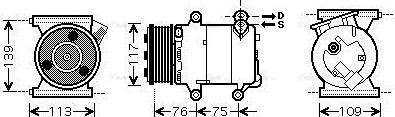 Ava Quality Cooling AUAK185 - Compressor, air conditioning autospares.lv