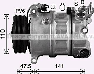 Ava Quality Cooling AUK341 - Compressor, air conditioning autospares.lv