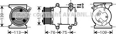 Ava Quality Cooling AU K185 - Compressor, air conditioning autospares.lv