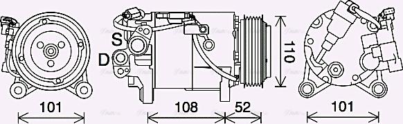 Ava Quality Cooling BWAK567 - Compressor, air conditioning autospares.lv