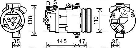 Ava Quality Cooling BWAK395 - Compressor, air conditioning autospares.lv