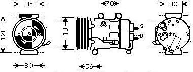 Ava Quality Cooling CNAK256 - Compressor, air conditioning autospares.lv