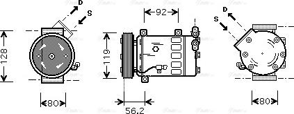 Ava Quality Cooling CNAK237 - Compressor, air conditioning autospares.lv