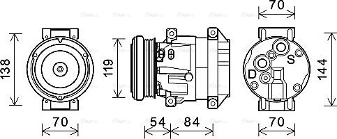 Ava Quality Cooling CTAK055 - Compressor, air conditioning autospares.lv