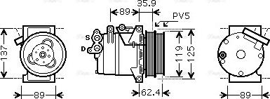 Ava Quality Cooling FD K433 - Compressor, air conditioning autospares.lv