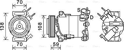 Ava Quality Cooling FDAK586 - Compressor, air conditioning autospares.lv