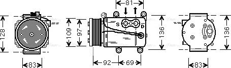 Ava Quality Cooling FD K171 - Compressor, air conditioning autospares.lv