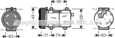 Ava Quality Cooling FD K279 - Compressor, air conditioning autospares.lv