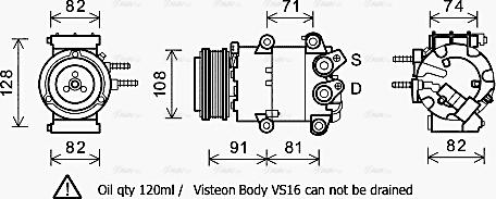 Ava Quality Cooling FDK498 - Compressor, air conditioning autospares.lv