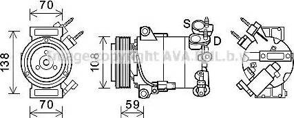 Ava Quality Cooling FDK586 - Compressor, air conditioning autospares.lv