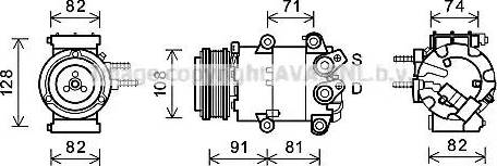 Ava Quality Cooling FDK570 - Compressor, air conditioning autospares.lv