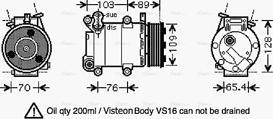 Ava Quality Cooling FD K392 - Compressor, air conditioning autospares.lv