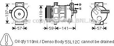 Ava Quality Cooling FTK447 - Compressor, air conditioning autospares.lv