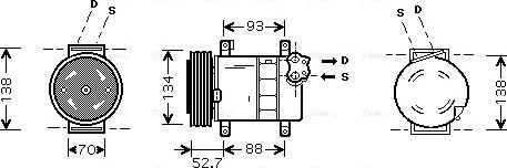 Ava Quality Cooling FT K088 - Compressor, air conditioning autospares.lv