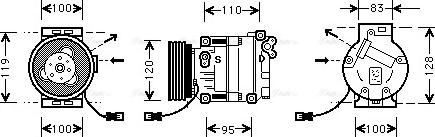 Ava Quality Cooling FT K034 - Compressor, air conditioning autospares.lv