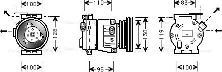 Ava Quality Cooling FT K035 - Compressor, air conditioning autospares.lv