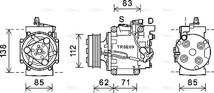 Ava Quality Cooling HDK302 - Compressor, air conditioning autospares.lv