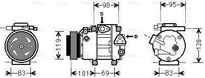 Ava Quality Cooling HYAK237 - Compressor, air conditioning autospares.lv