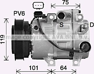 Ava Quality Cooling HYK497 - Compressor, air conditioning autospares.lv