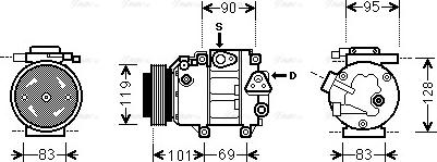 Ava Quality Cooling HY K237 - Compressor, air conditioning autospares.lv