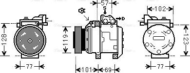 Ava Quality Cooling HY K222 - Compressor, air conditioning autospares.lv