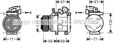 Ava Quality Cooling KAK124 - Compressor, air conditioning autospares.lv