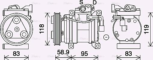 Ava Quality Cooling KAK283 - Compressor, air conditioning autospares.lv