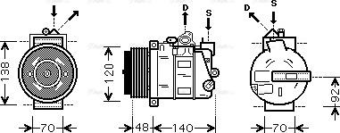 Ava Quality Cooling MS K393 - Compressor, air conditioning autospares.lv