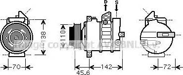 Ava Quality Cooling MS K438 - Compressor, air conditioning autospares.lv