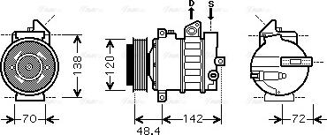 Ava Quality Cooling MS K437 - Compressor, air conditioning autospares.lv