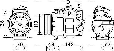 Ava Quality Cooling MSK644 - Compressor, air conditioning autospares.lv