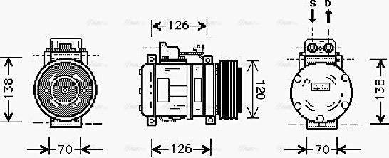 Ava Quality Cooling MS K057 - Compressor, air conditioning autospares.lv