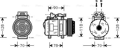 Ava Quality Cooling MS K275 - Compressor, air conditioning autospares.lv