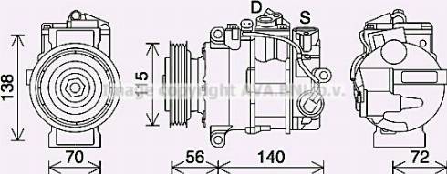 Ava Quality Cooling MSK704 - Compressor, air conditioning autospares.lv