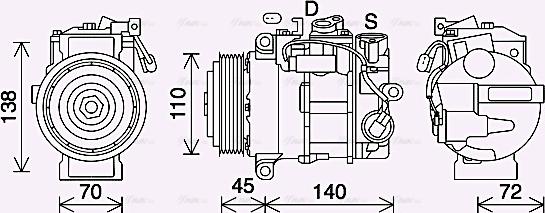 Ava Quality Cooling MSK705 - Compressor, air conditioning autospares.lv