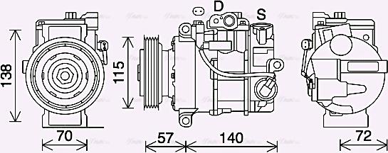 Ava Quality Cooling MSK706 - Compressor, air conditioning autospares.lv