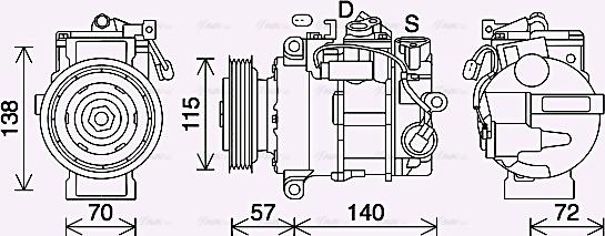 Ava Quality Cooling MSK708 - Compressor, air conditioning autospares.lv