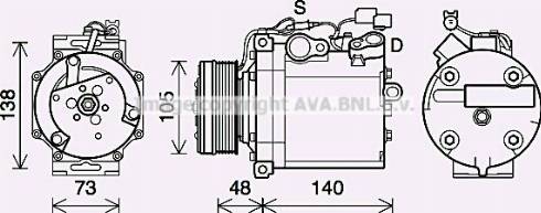 Ava Quality Cooling MTK263 - Compressor, air conditioning autospares.lv