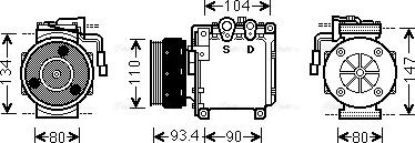 Ava Quality Cooling MTAK212 - Compressor, air conditioning autospares.lv