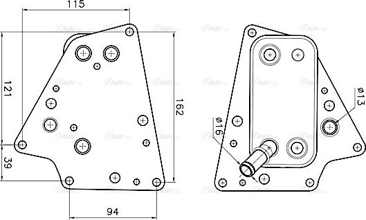 Ava Quality Cooling OL3748 - Oil Cooler, engine oil autospares.lv