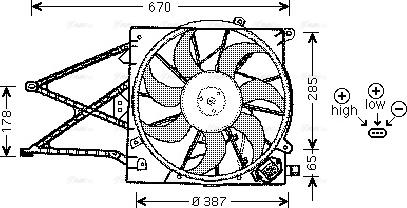 Ava Quality Cooling OL 7509 - Fan, radiator autospares.lv