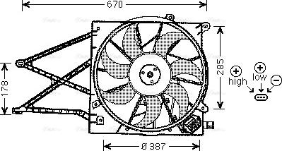 Ava Quality Cooling OL 7524 - Fan, radiator autospares.lv