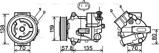 Ava Quality Cooling OL K496 - Compressor, air conditioning autospares.lv