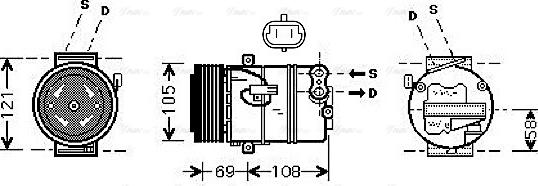 Ava Quality Cooling OL K445 - Compressor, air conditioning autospares.lv