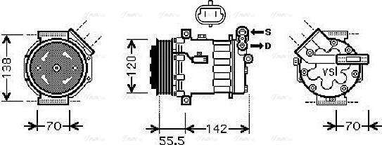 Ava Quality Cooling OL K447 - Compressor, air conditioning autospares.lv